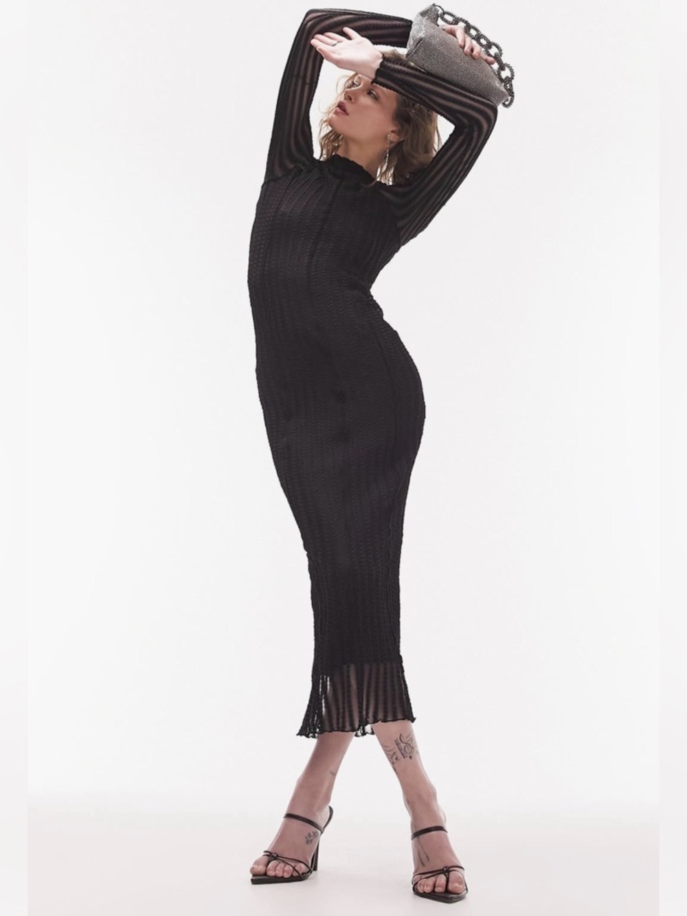 Topshop stripe long sleeve dress